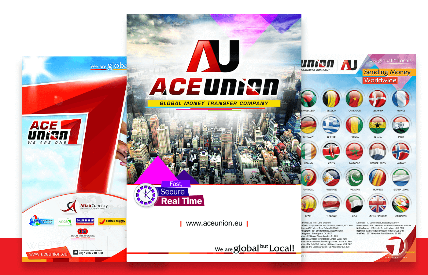 Flyers posters for ACE Union in United Kingdom
