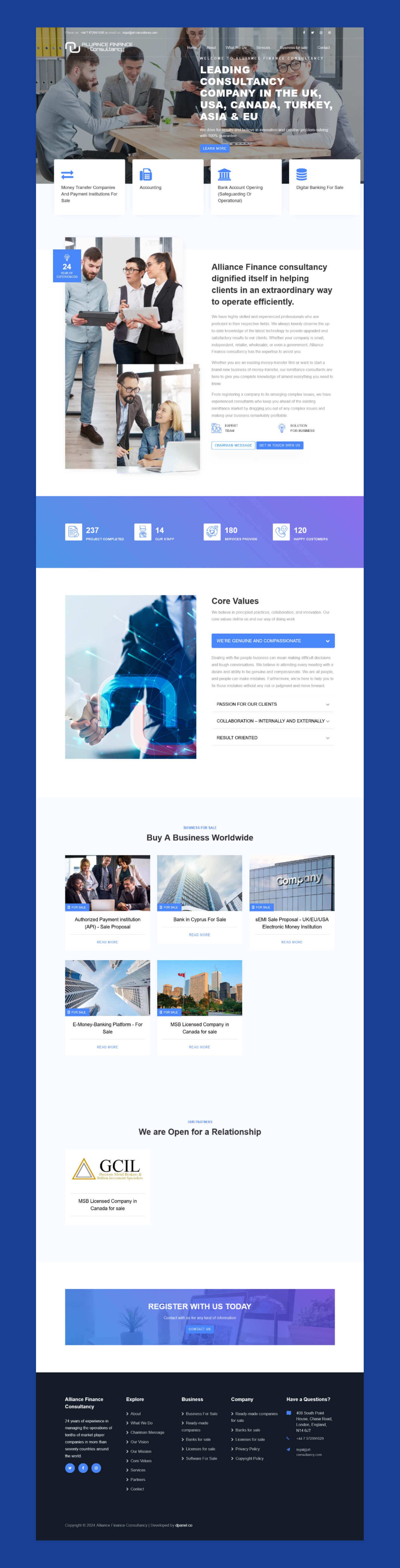 Website for Alliance Finance Consultancy  in Europe