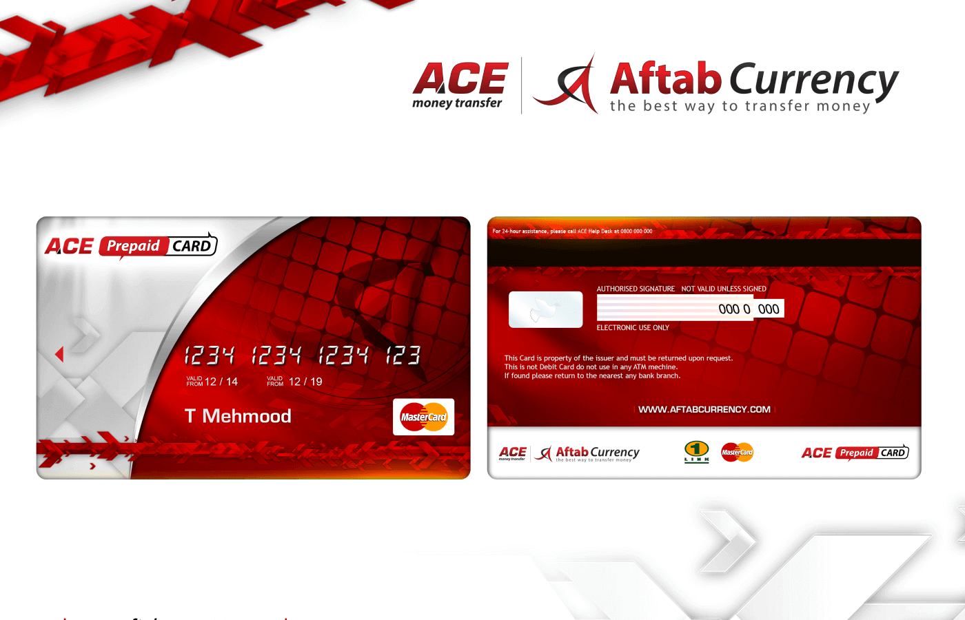 Business card for Aftab Currency Exchange - ACE Money Transfer in United Kingdom