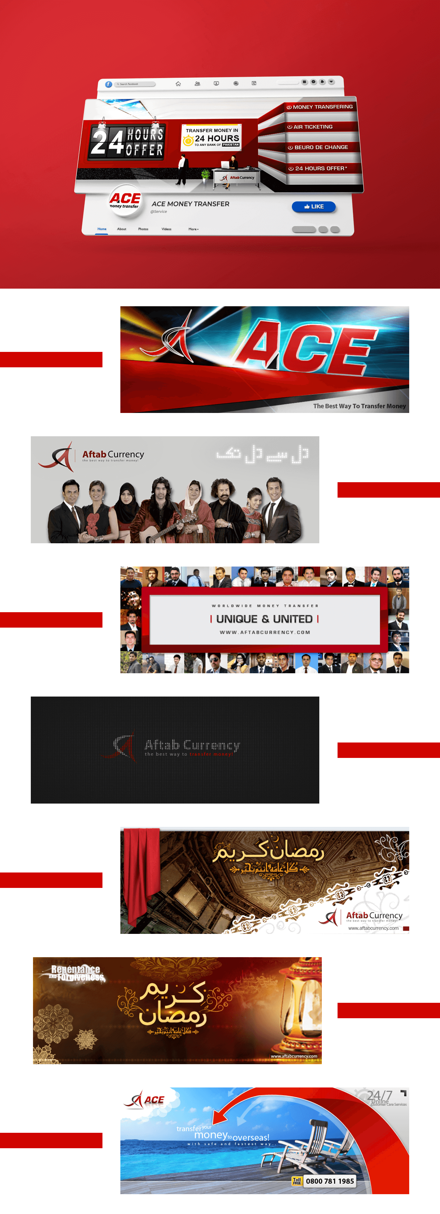 Social media branding for Aftab Currency Exchange - ACE Money Transfer in United Kingdom