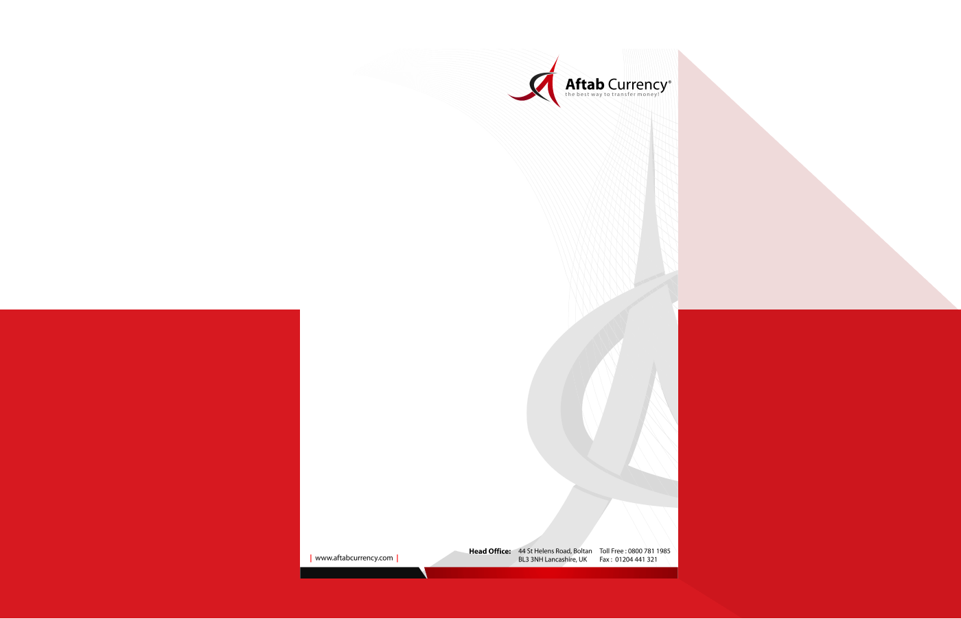 Letterhead for Aftab Currency Exchange - ACE Money Transfer in United Kingdom