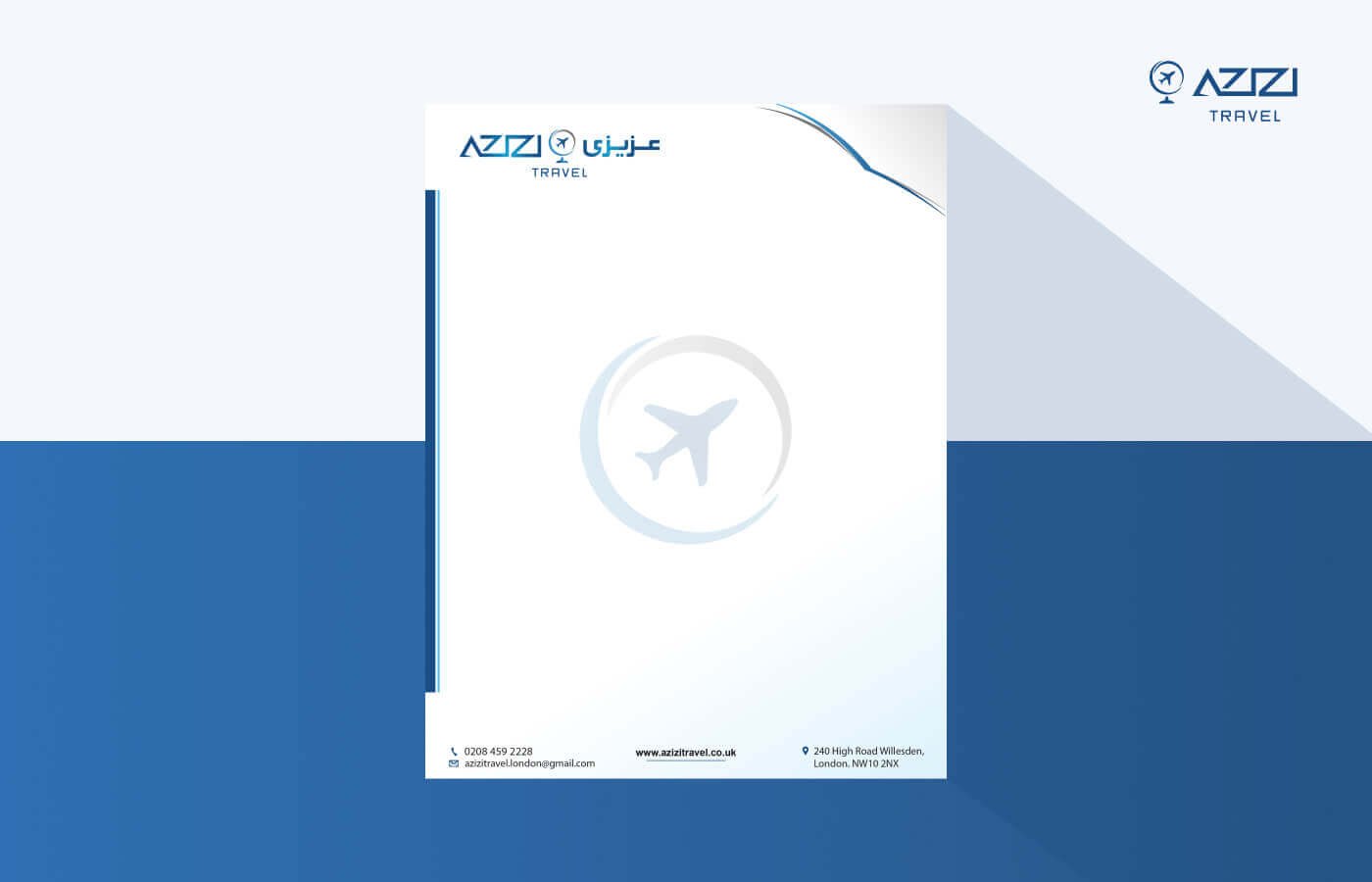 Letterhead for Azizi Travels in United Kingdom