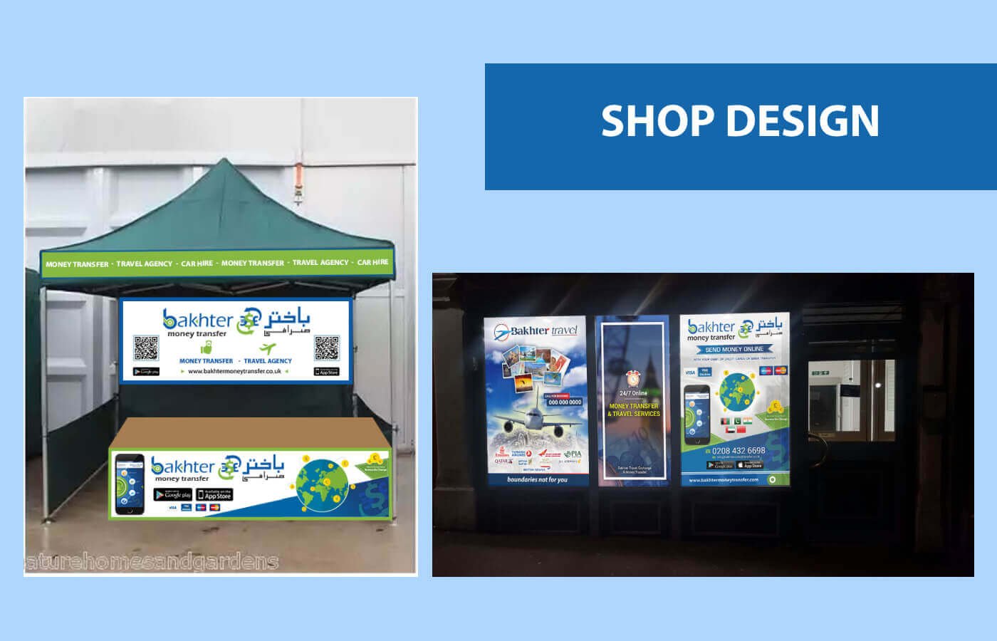 Shop mockup for Bakhter Money Transfer in United Kingdom