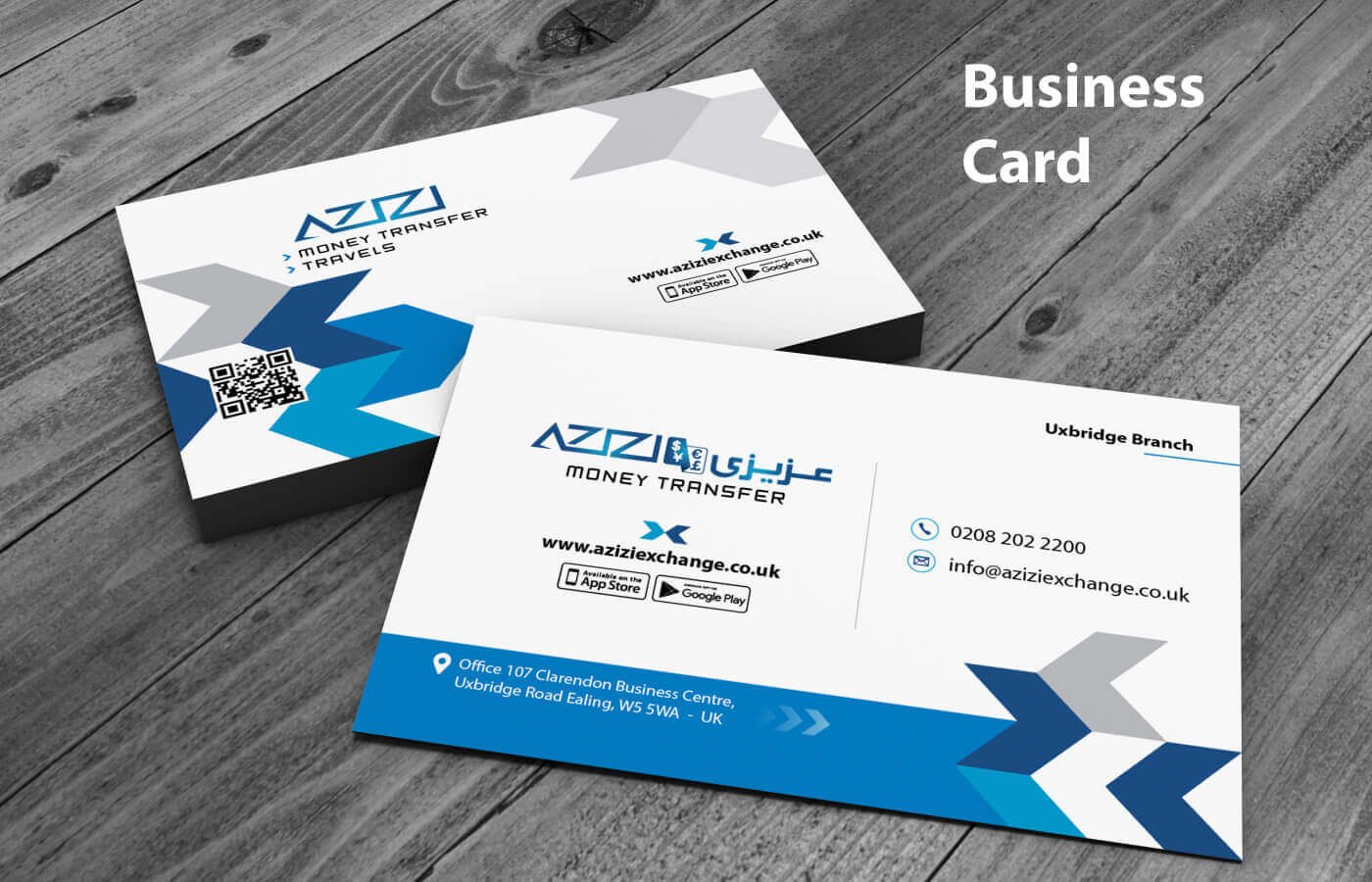 Business card for Azizi Money transfer in United Kingdom