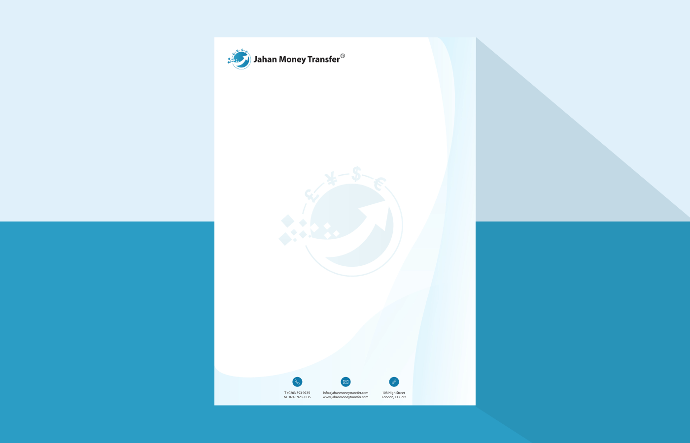 Letterhead for Jahan Money Transfer in United Kingdom