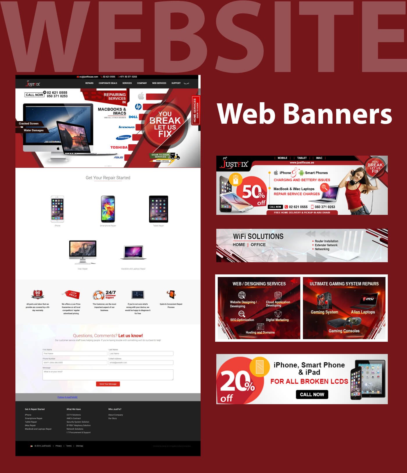 Website for JustFix Mobile Repairing in United Arab Emirates