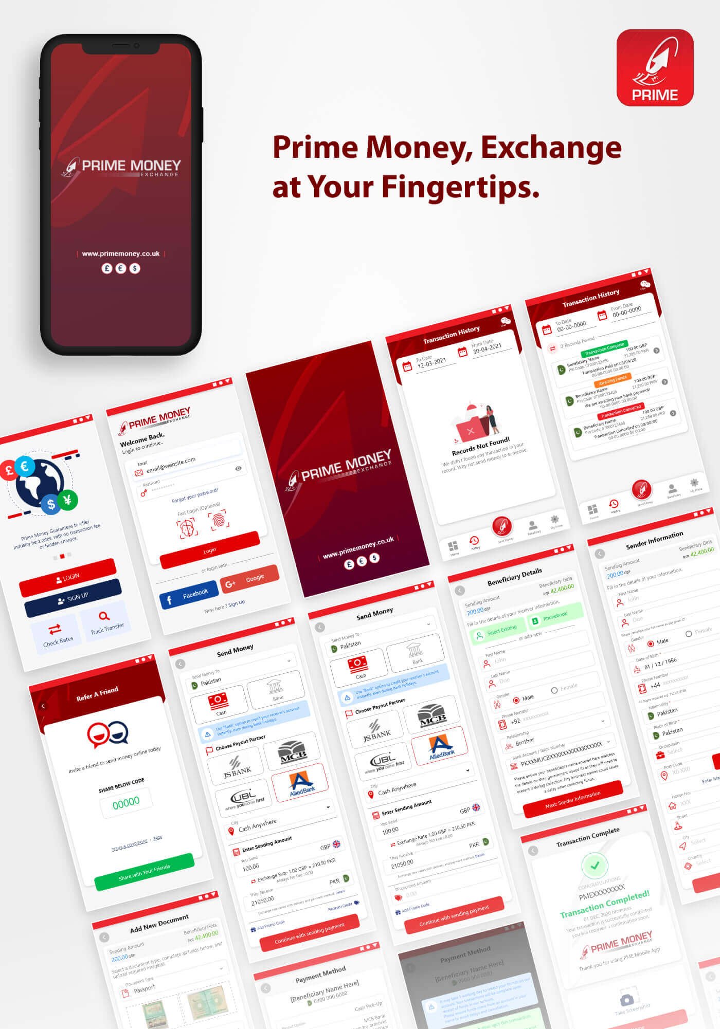 App store google play branding for Prime Money Exchange in United Kingdom