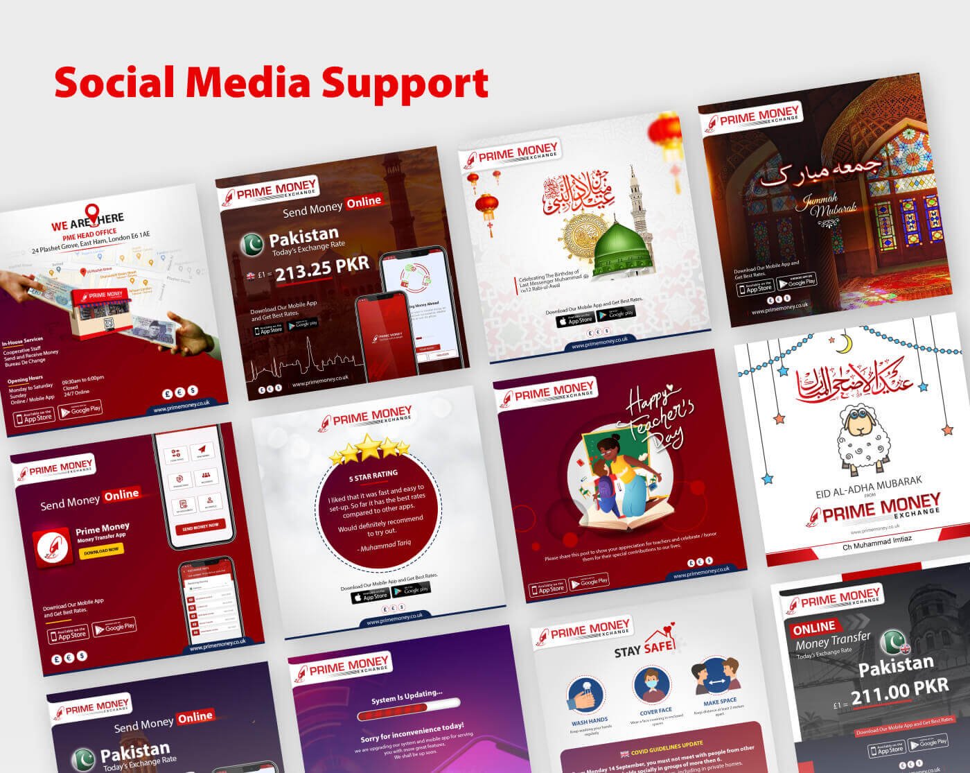 Social media branding for Prime Money Exchange in United Kingdom