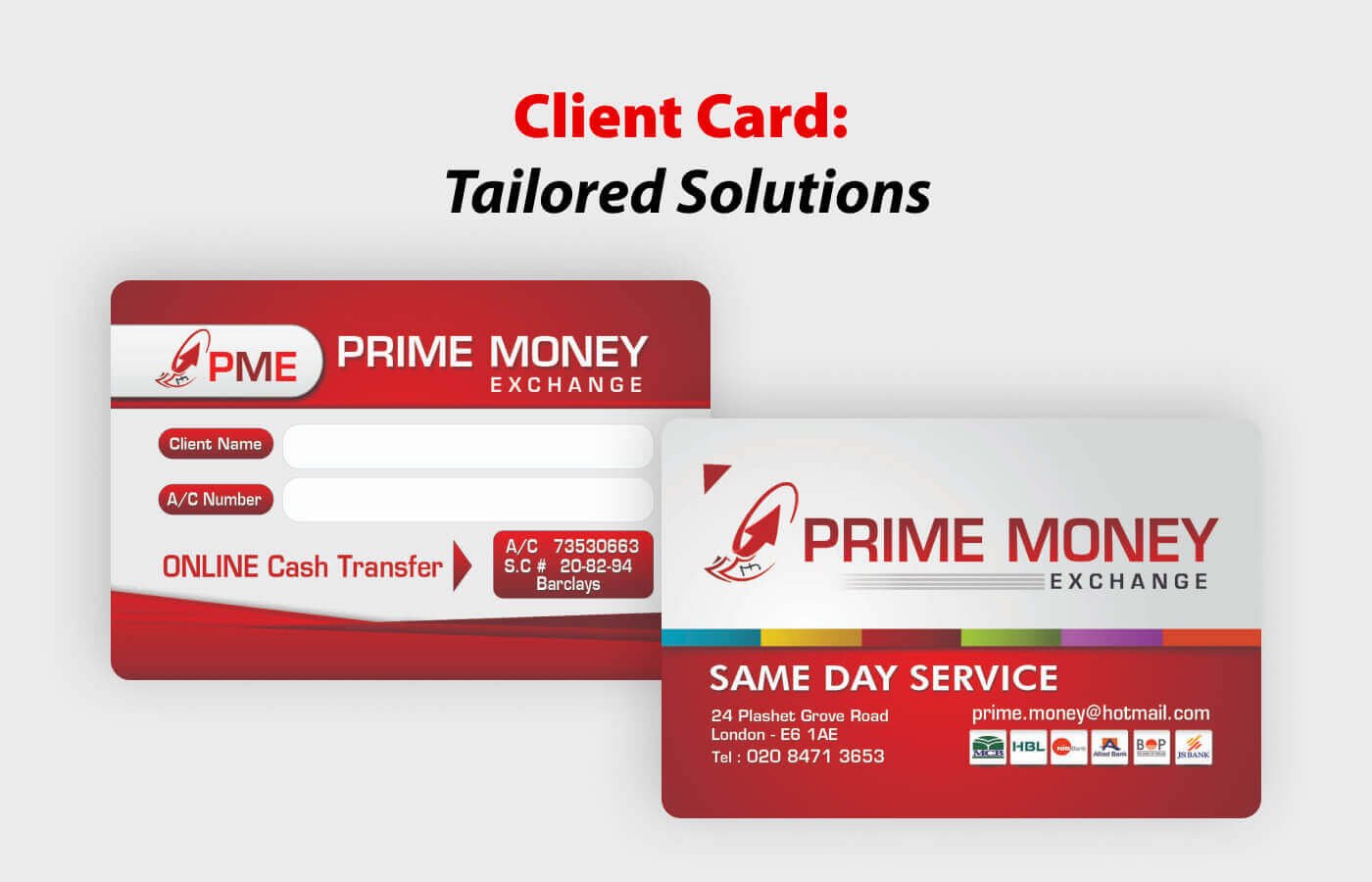 Digital v cards for Prime Money Exchange in United Kingdom
