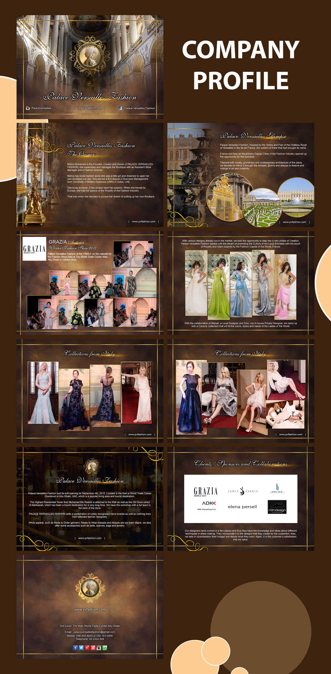 Company profiles booklets for Palace Versailles Fashion in United Arab Emirates