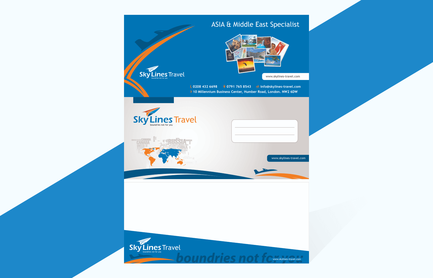 Flyers posters for Skyline Travel in United Kingdom