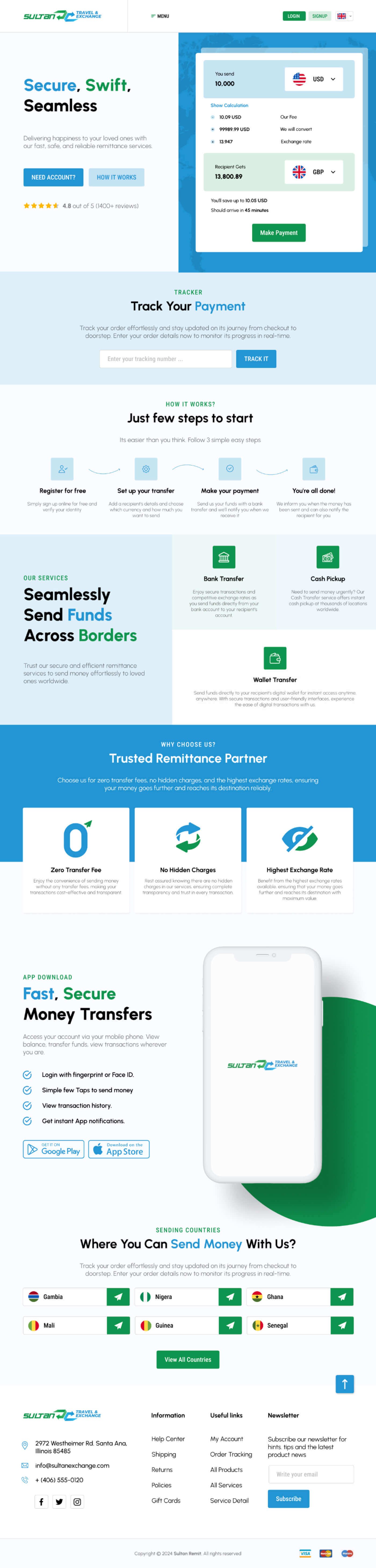 Website for Sultan Travel and Exchange in United Kingdom