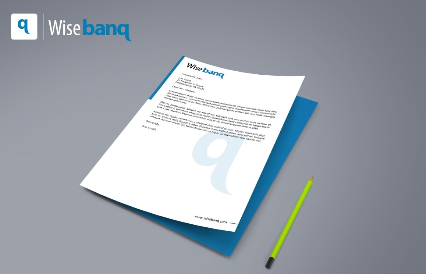 Letterhead for Wisebanq  in Europe