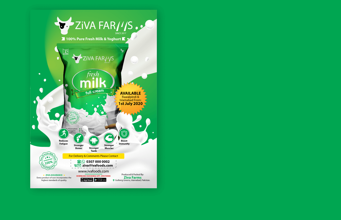 Flyers posters for ZIVA Farms in Pakistan