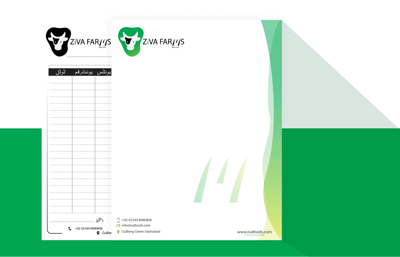 Stationary for ZIVA Farms in Pakistan